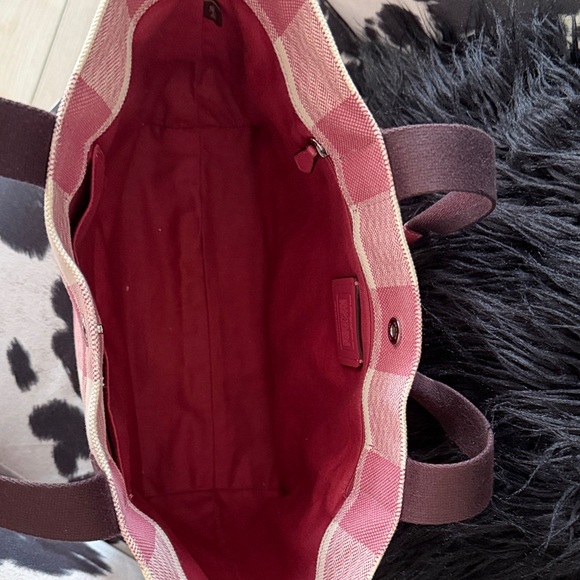 Coach Pink and Cream Checkered Tote - Picture 8 of 12